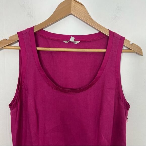 J. Peterman Bright Pink Fuchsia Linen Silk Pleated Dress Size 6 - Picture 5 of 14